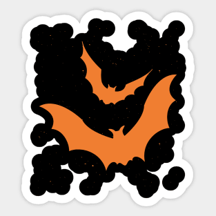 Orange silhouette of 2 bats Sticker